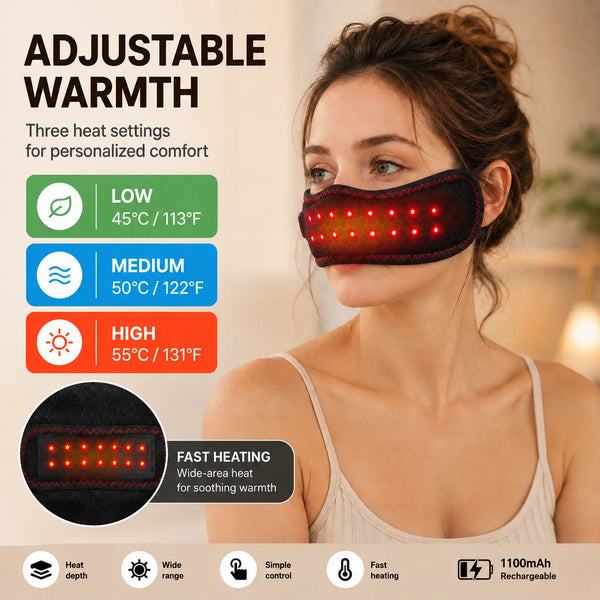 Heated nose warmer temperature control cable and light indicator
