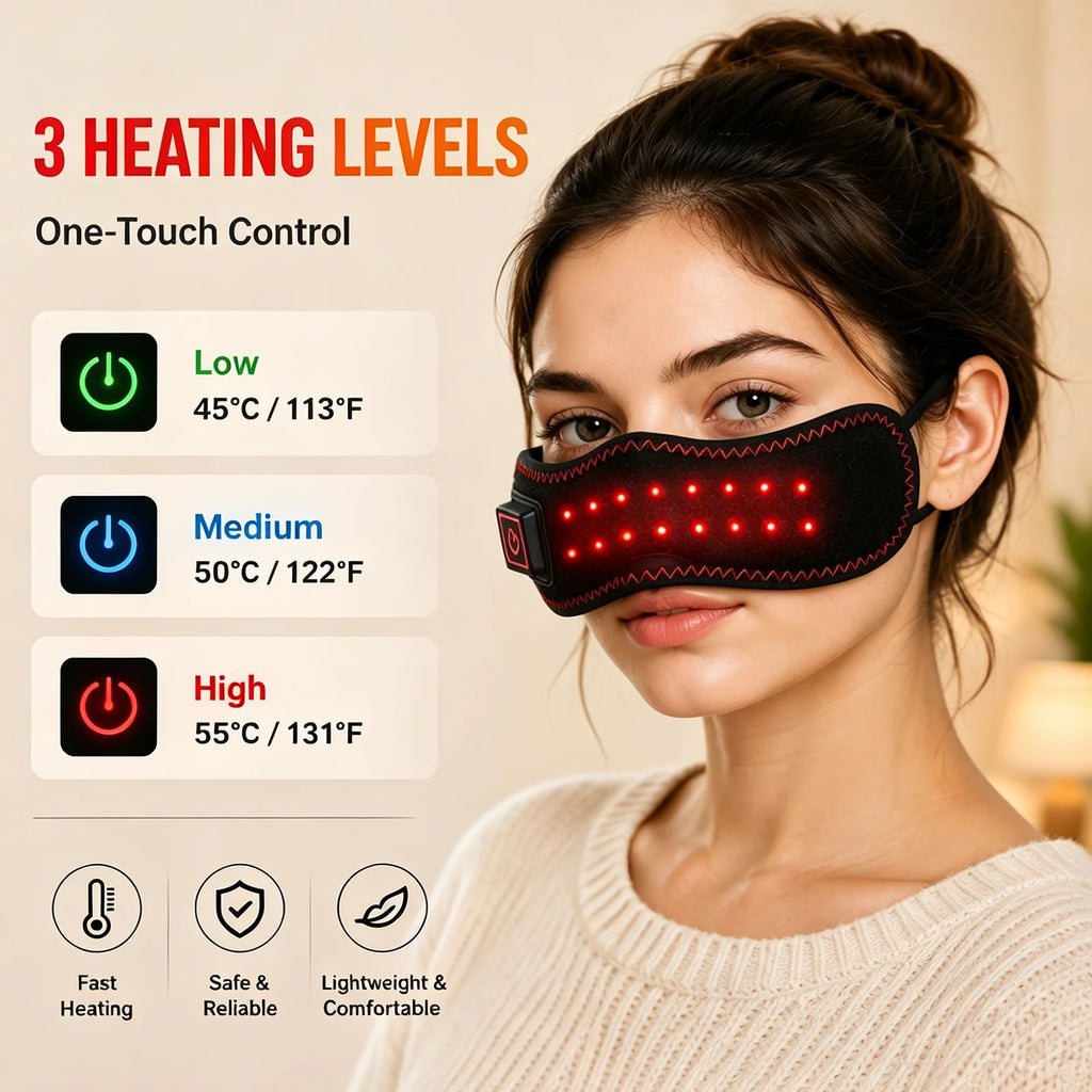 Heated nose warmer 3 heat level settings — green, blue and red light