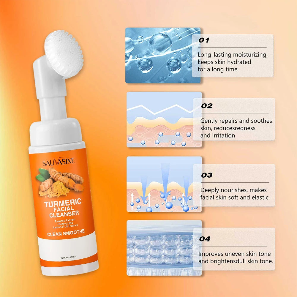 Turmeric face wash key ingredients — niacinamide, lemon and centella asiatica extract