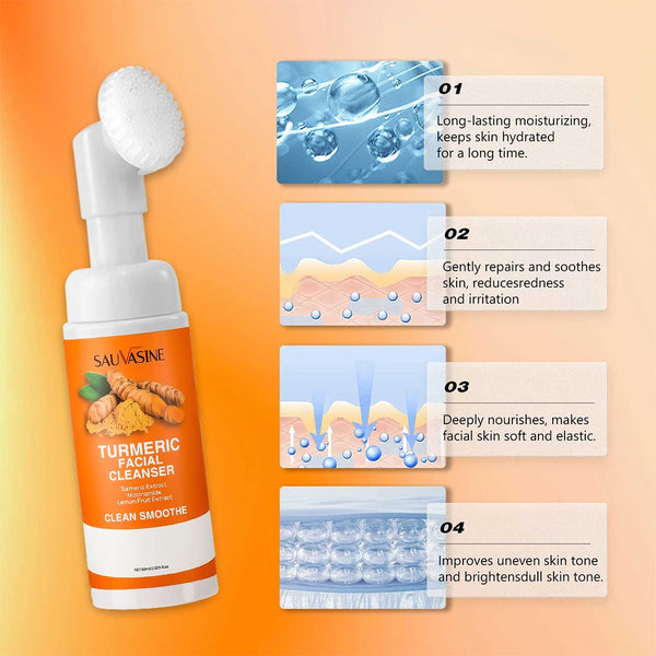Turmeric face wash key ingredients — niacinamide, lemon and centella asiatica extract