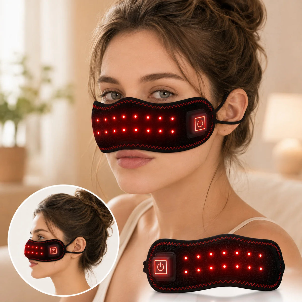 Rechargeable heated nose warmer with soft plush lining and ear loops Main image