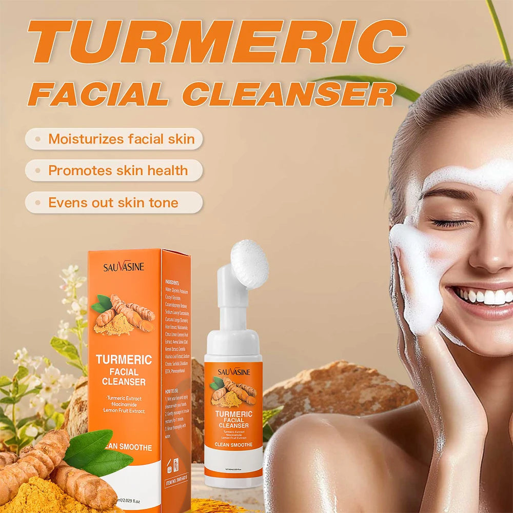 Turmeric Brightening Face Wash with Cleansing Brush – Niacinamide & Lemon Secondary image