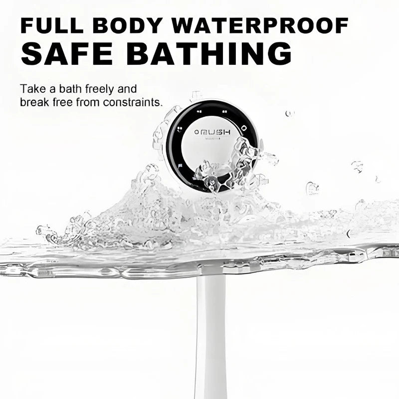 Rechargeable electric bath brush (white) with 5 interchangeable heads — massage, brush, foot-grinding and bath ball