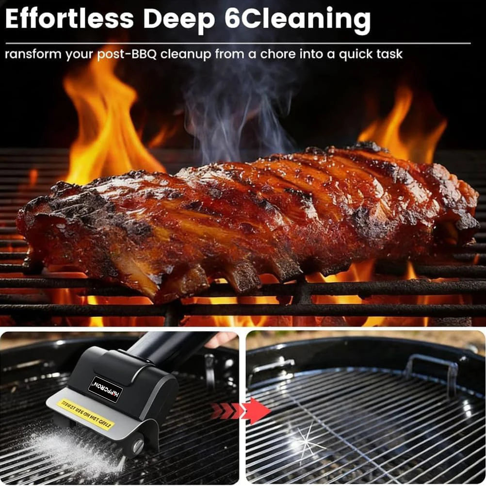 Electric grill brush ergonomic non-slip handle
